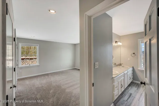 a bathroom with a bathtub