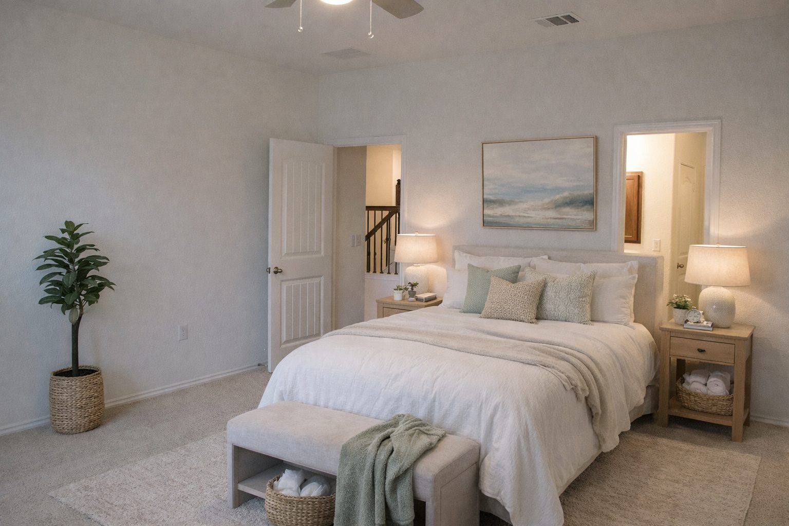 7820 Big Wind Way Austin, TX 78724 - Photo 8 of 37 a bedroom with a bed and a potted plant