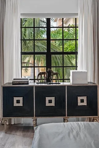 a living room with a large window