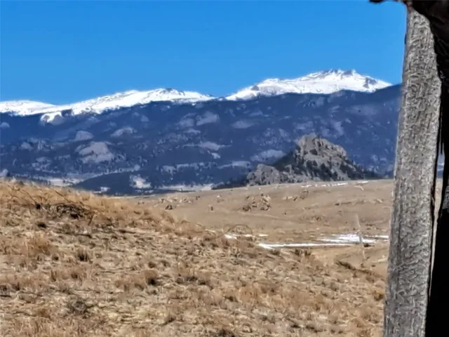a view of a yard with mountain view