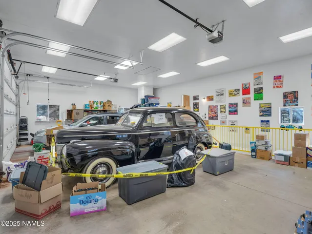 a car parked in a garage