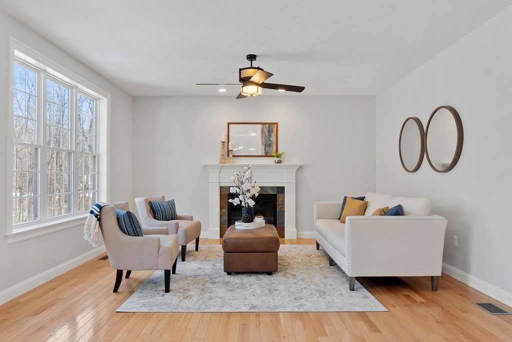 125 Harvard Road Bolton, MA 01740 - Photo 3 of 30 a living room with furniture and a fireplace