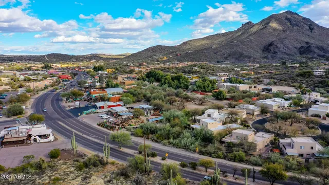 a view of city and mountain