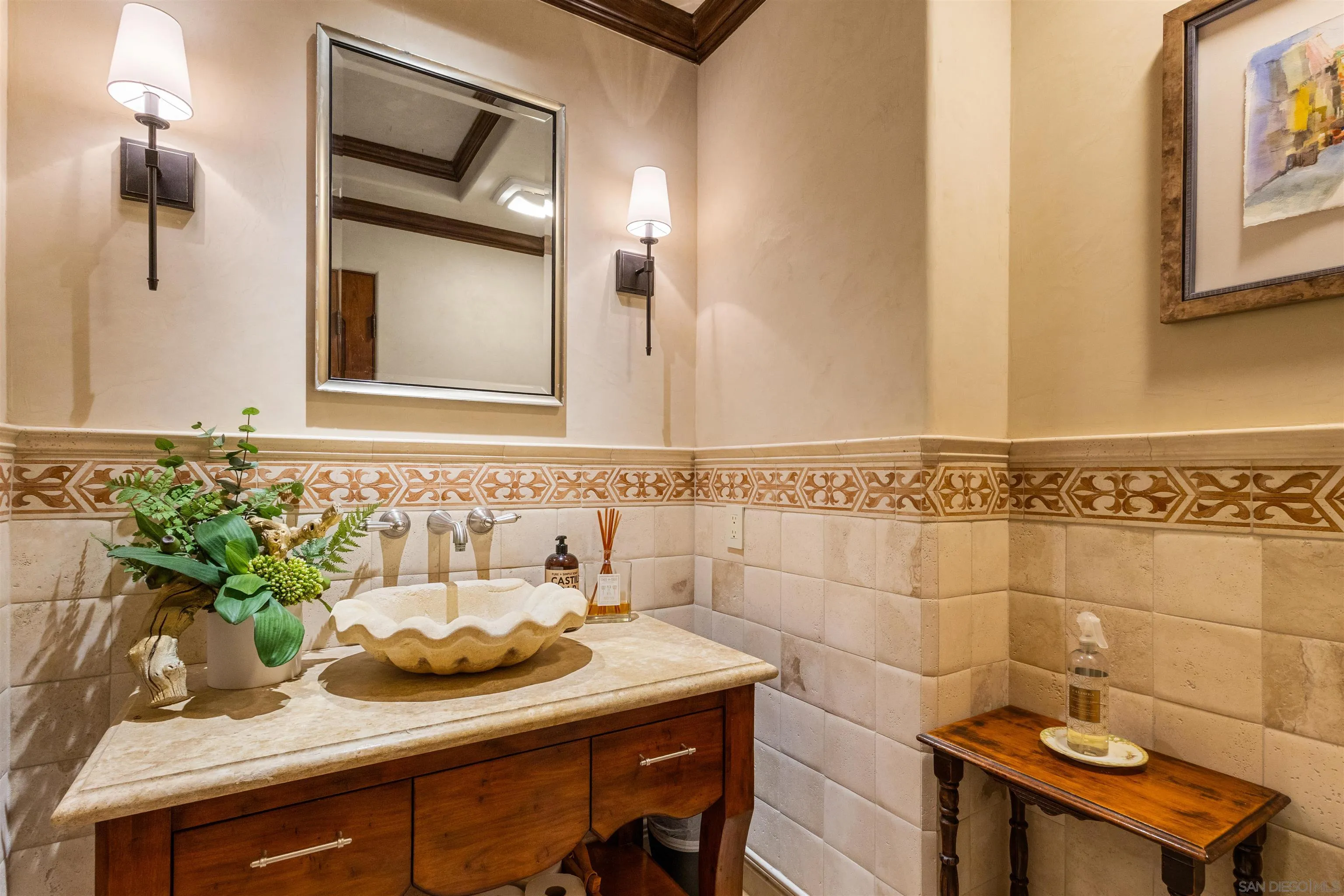 6871 Las Colinas Rancho Santa Fe, CA 92067 - Photo 49 of 60 a bathroom with a sink and a mirror