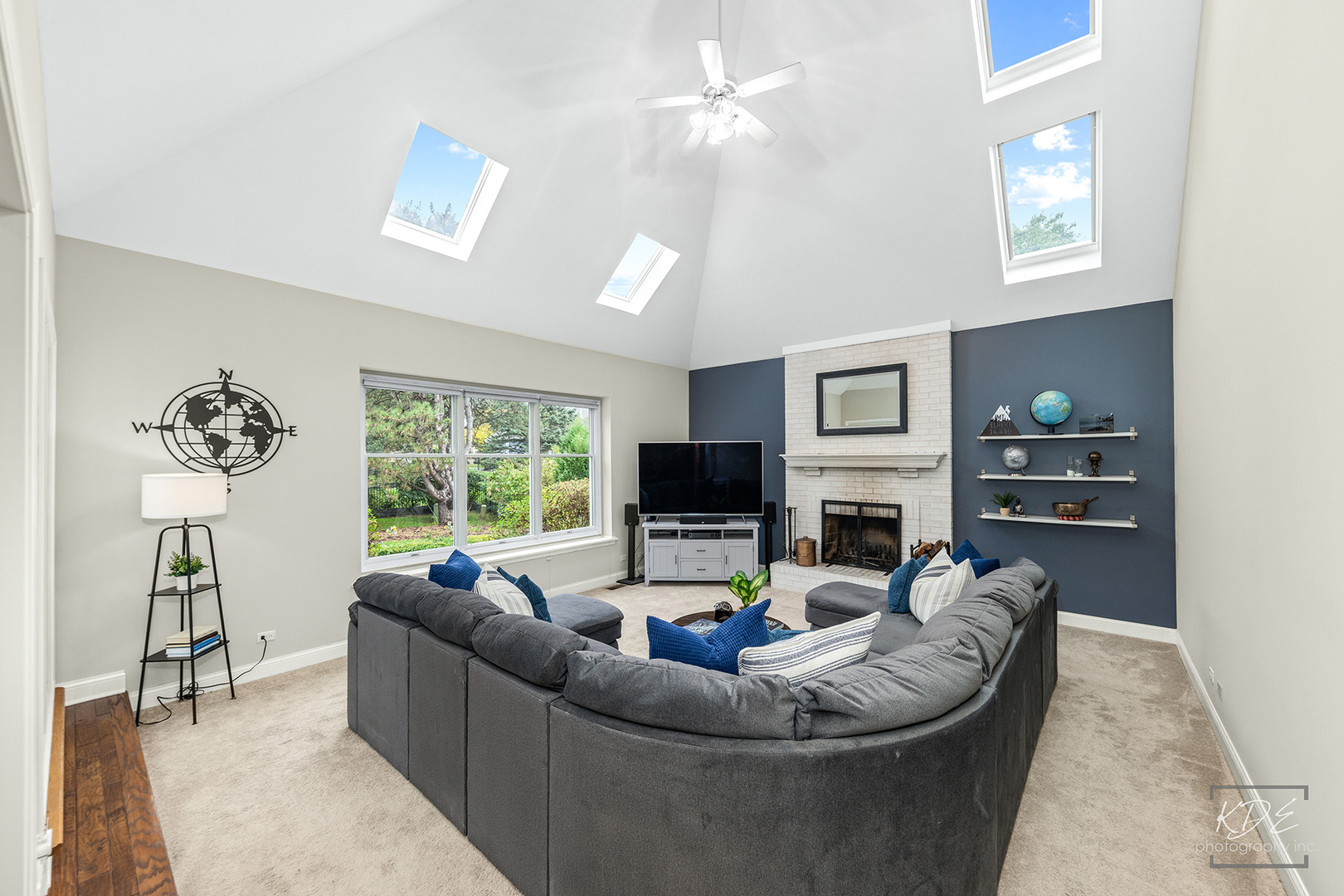 731 Gateshead Drive Naperville, IL 60565 - Photo 17 of 51 a living room with fireplace furniture and a large window