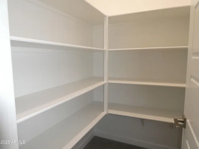 a view of an empty walk in closet