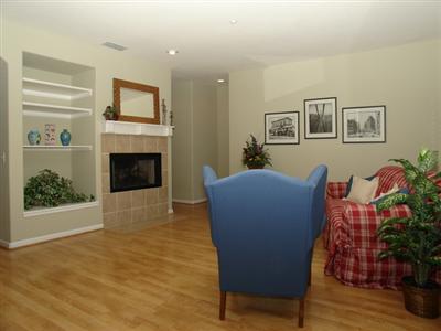 43 Moore Road Novato, CA 94949 - Photo 9 of 9 Open floor plan for this family room with environmentally friendly gas fireplace and built in entertainment/display nook