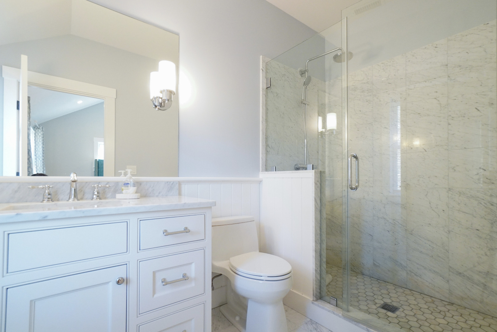 3 Sengekontacket Road Oak Bluffs, MA 02557 - Photo 24 of 34 a bathroom with a granite countertop sink toilet and shower