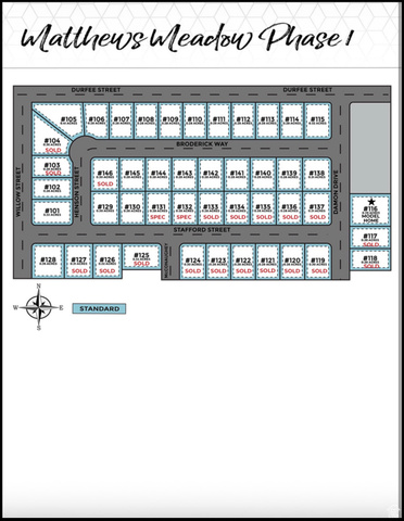 407 East Broderick Way, Unit 110 Grantsville, UT 84029 - Photo 2 of 3 Plat Map. Illustrating lot configurations and sales status within the Matthews Meadow Phase 1 development