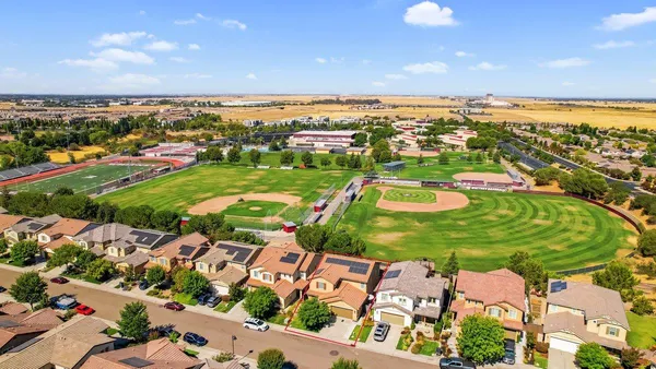 an aerial view of a city