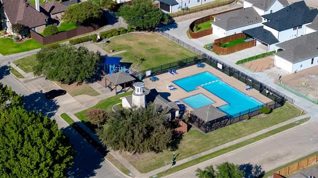 an aerial view of a house