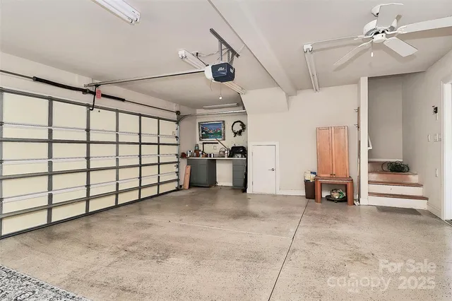 a view of a garage with furniture