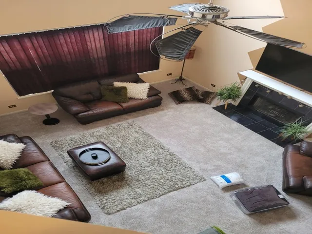 a living room with furniture