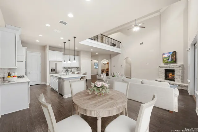 a living room with furniture