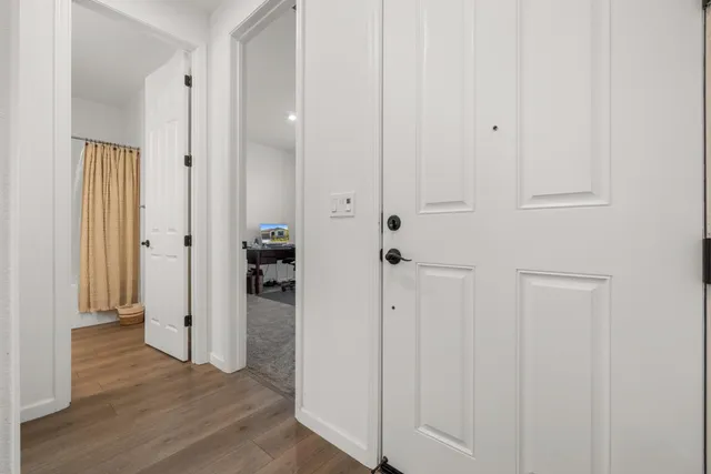 an empty room with windows