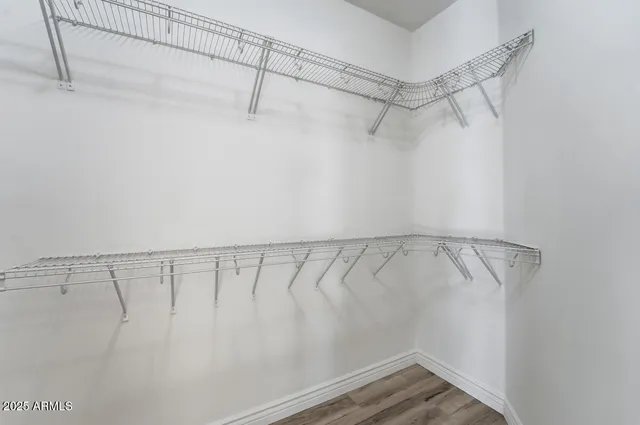 a view of a room with racks on the wall