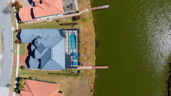 an aerial view of a house