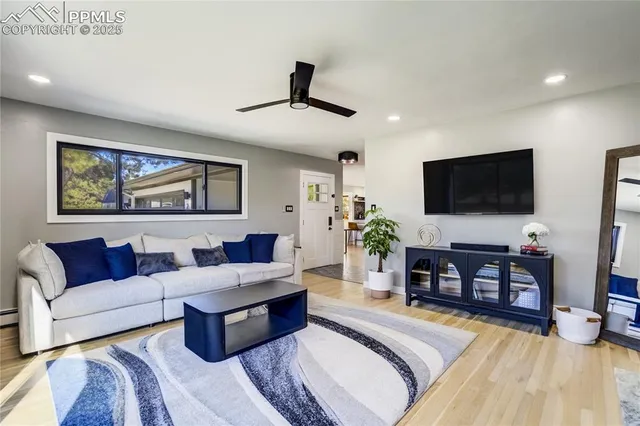a living room with furniture and a flat screen tv