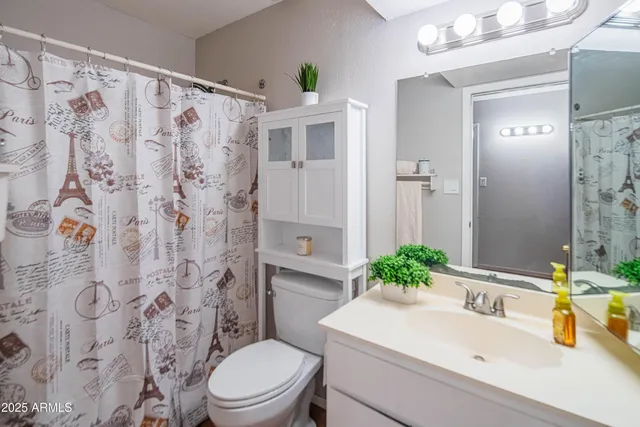 a room with a bed and a table