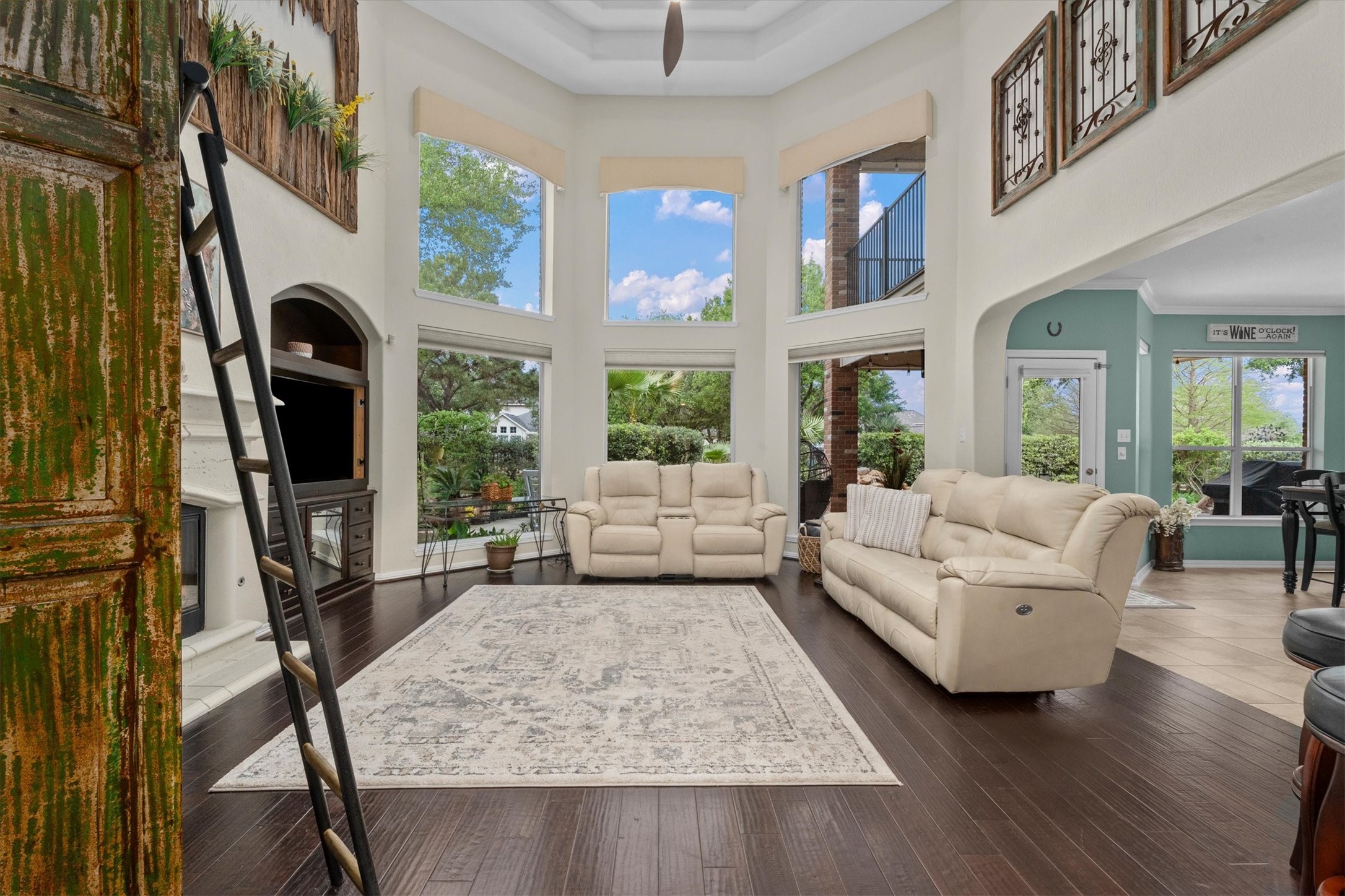 9822 Prairie Clover Lane Spring, TX 77379 - Photo 6 of 46 a living room with furniture fireplace and a large window