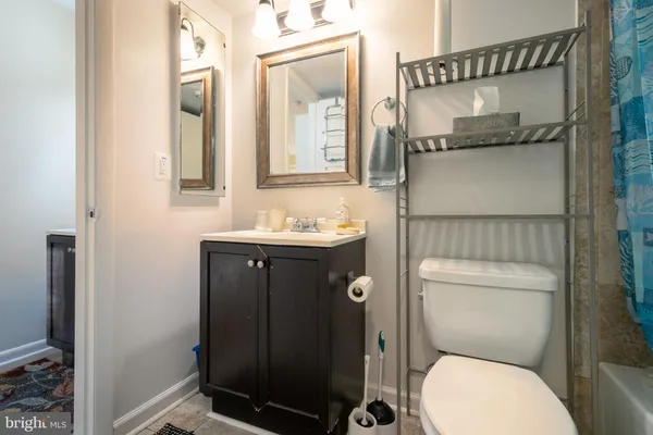 a bathroom with a toilet a sink and mirror