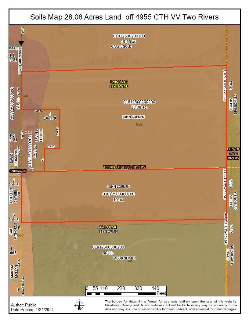 4955 County Hwy VV Two Rivers, WI 54241 - Photo 5 of 5 Soils Map 28.08 Acres Land off 4955 CTH