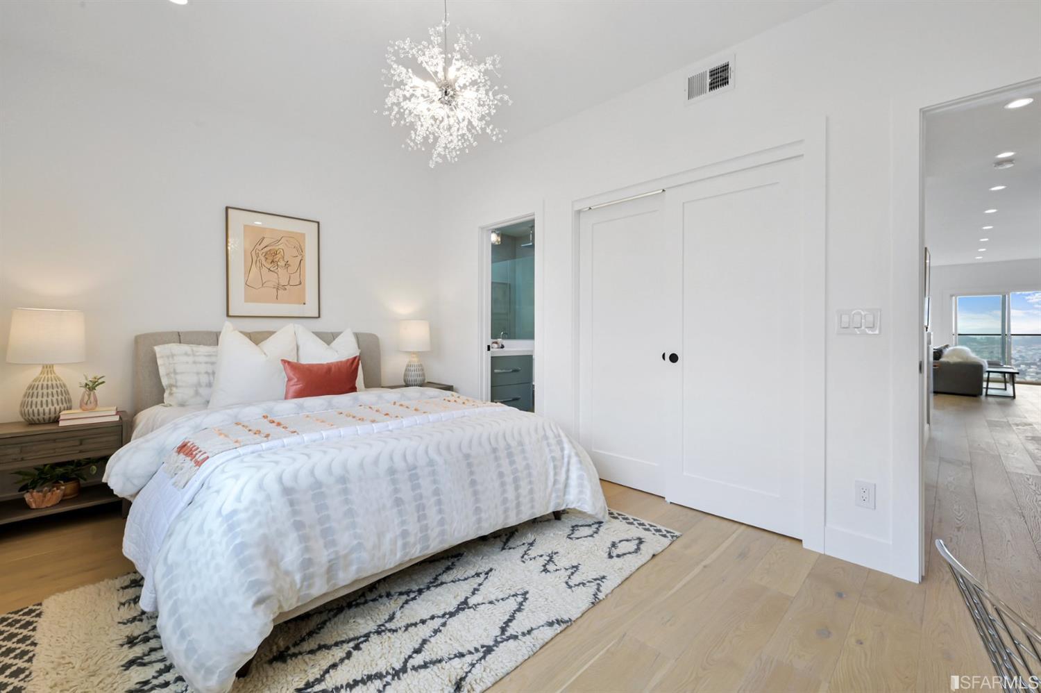 464 Lansdale Avenue San Francisco, CA 94127 - Photo 35 of 61 a bedroom with bed and a chandelier