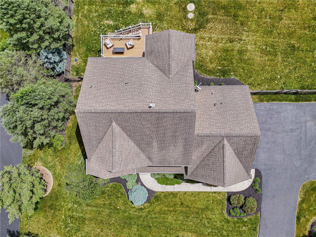 6000 Pond View Terrace Bath, PA 18014 - Photo 60 of 69 An aerial perspective showcases a well-maintained roofline and surrounding landscaping.