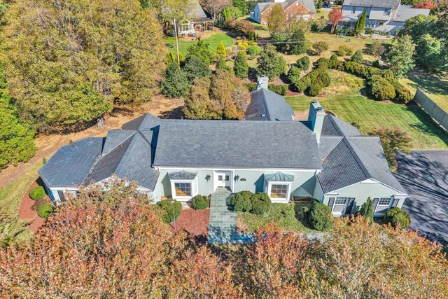 an aerial view of a house