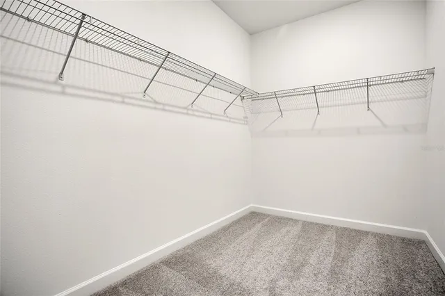 a view of a room with racks on the wall