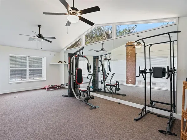 a view of a room with gym equipment