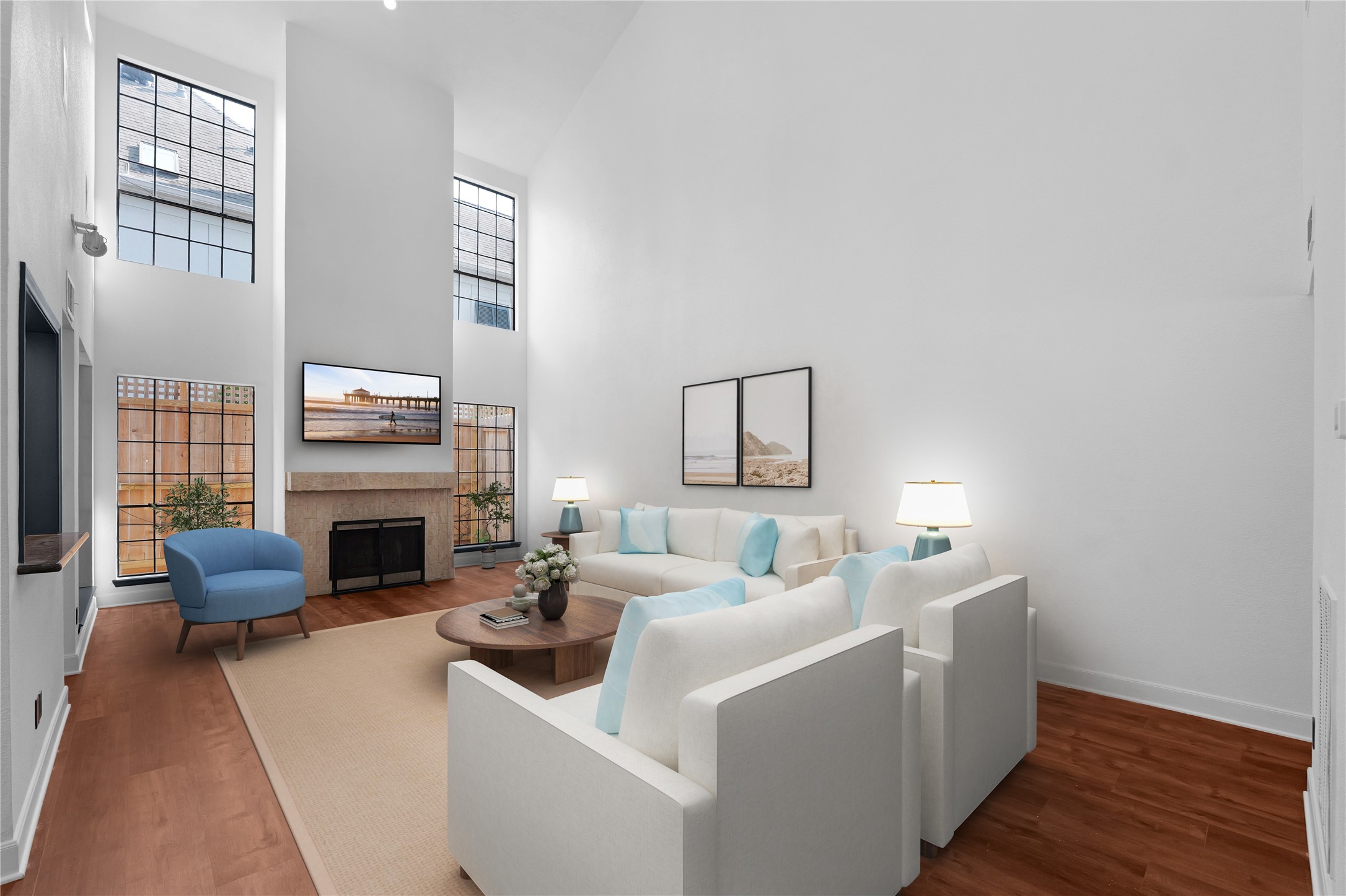 1425 Nantucket Drive, Unit D Houston, TX 77057 - Photo 3 of 12 The living room exudes quiet sophistication, offering a sleek built-in dry bar that enhances both functionality and charm.