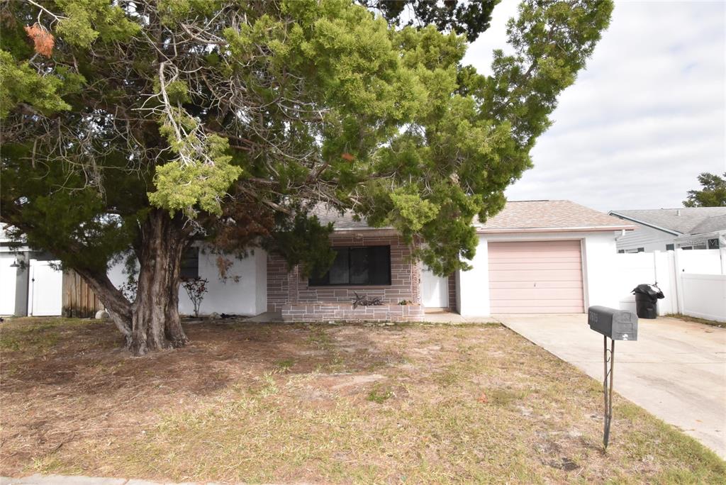 7615 Karen Drive Port Richey, FL 34668 - Photo 1 of 24 a front view of a house with a yard and garage