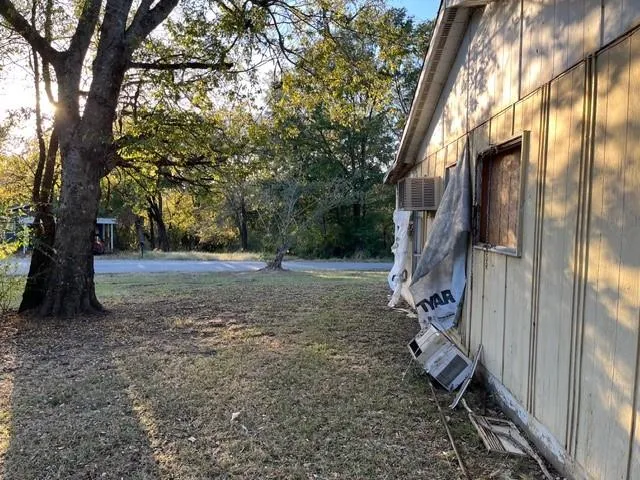 a view of a yard with a tree