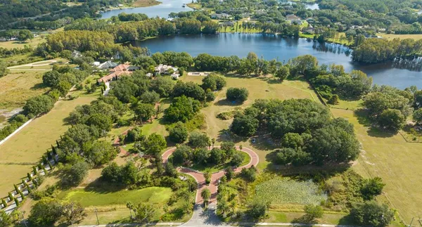 a view of a lake with a house