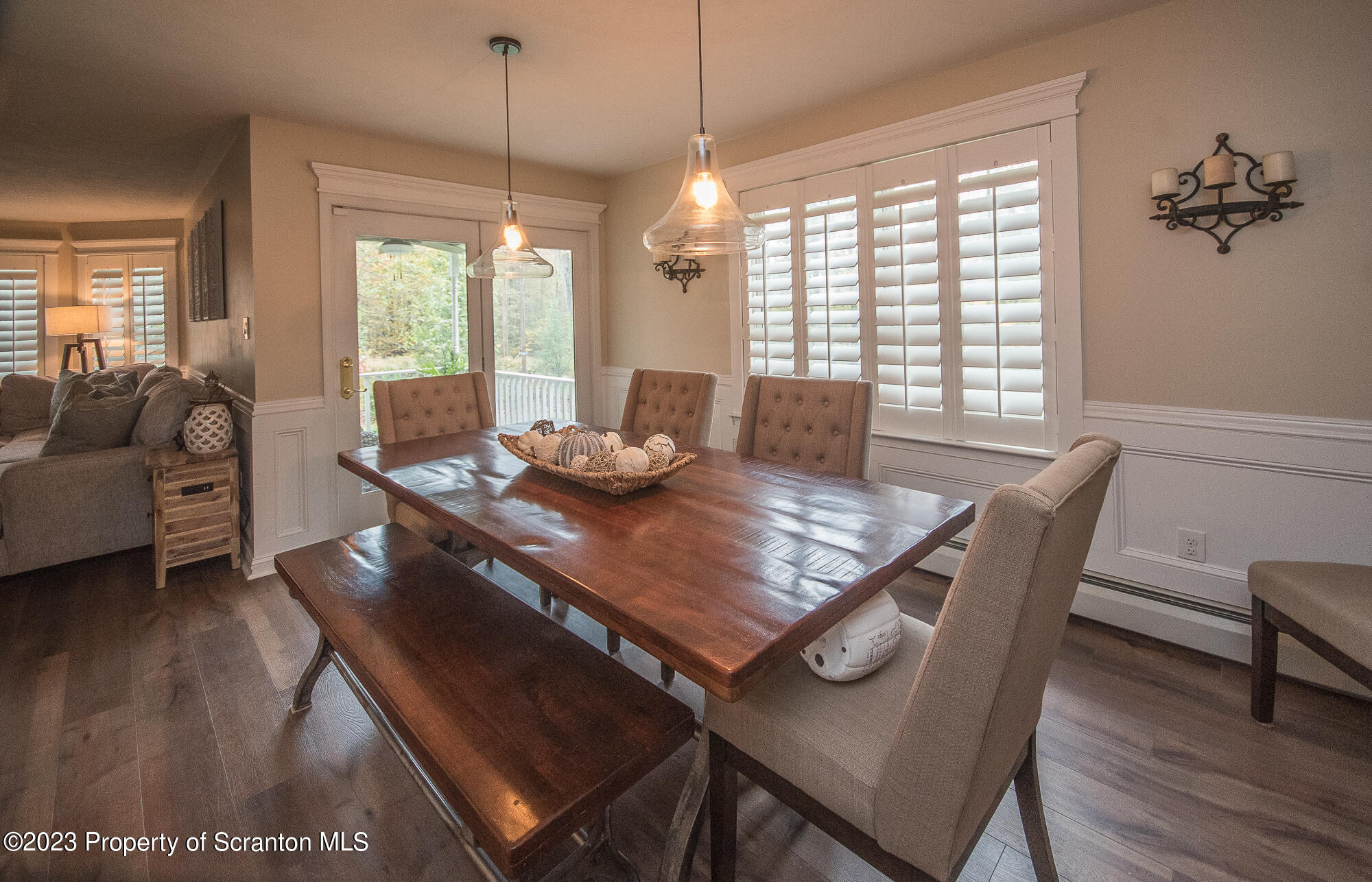 34 Blackberry Hill Road Moscow, PA 18444 - Photo 12 of 43 a view of a dining room with furniture window and wooden floor
