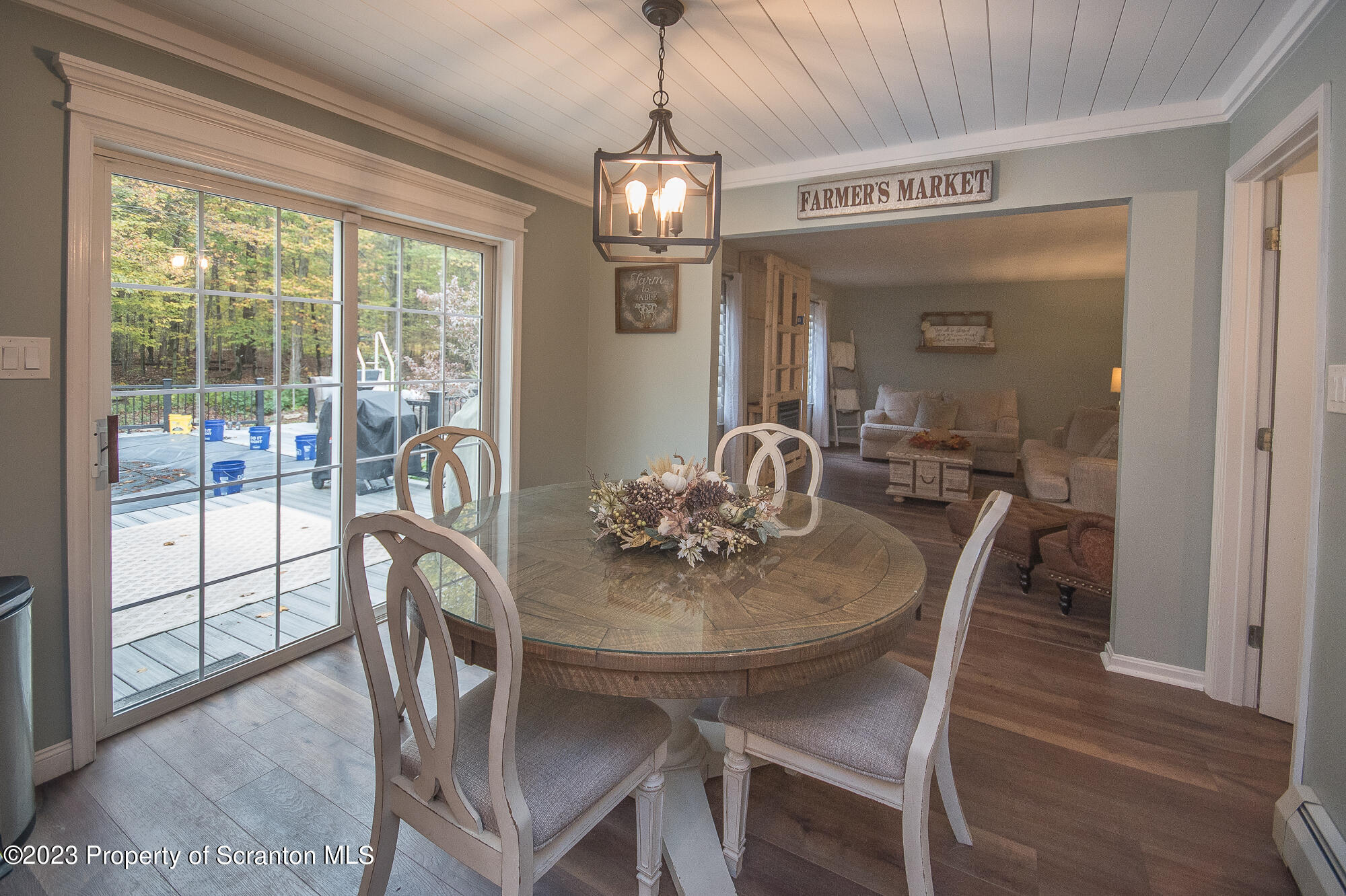 34 Blackberry Hill Road Moscow, PA 18444 - Photo 13 of 43 a dining room with furniture a chandelier and wooden floor