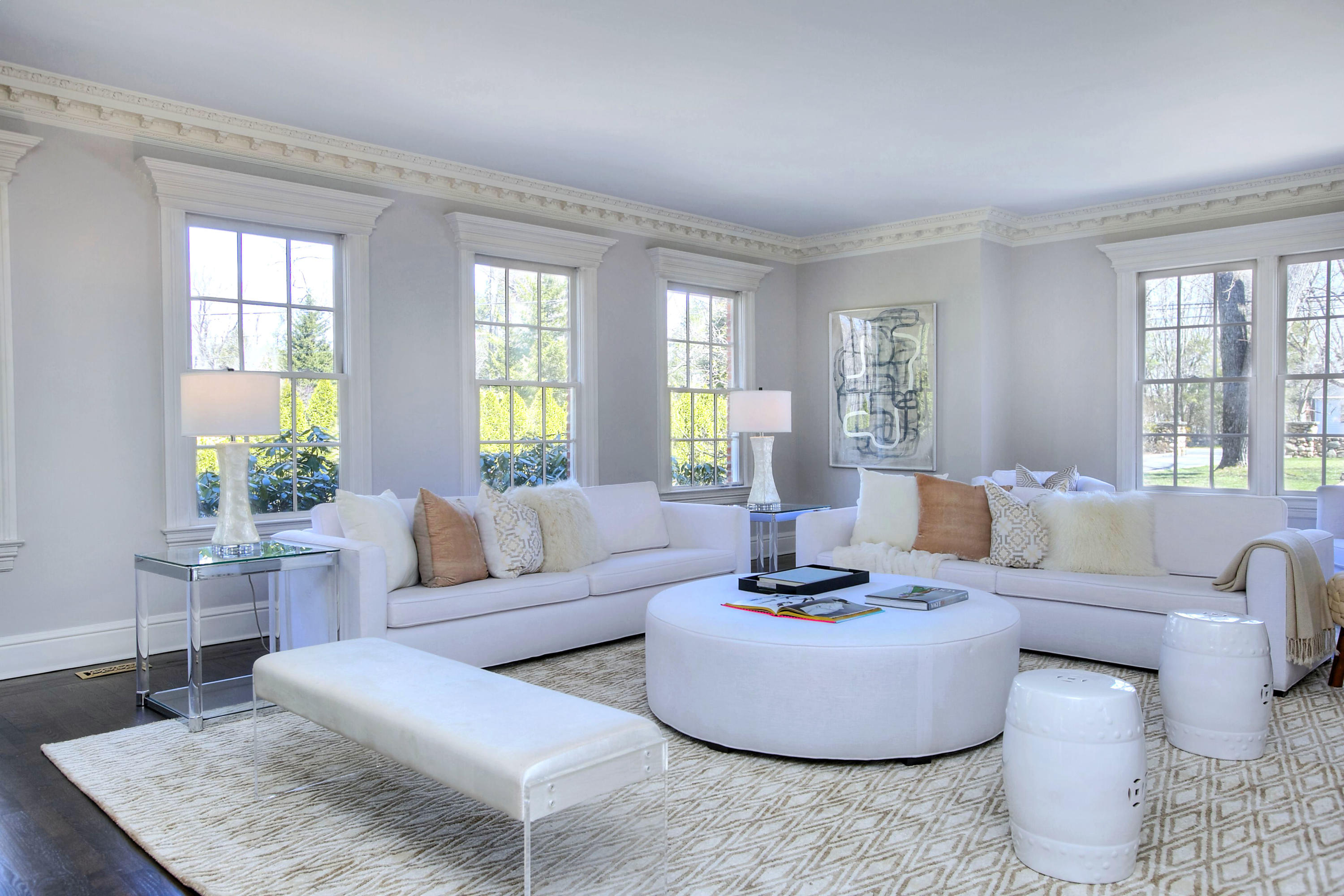 320 Ponus Ridge Road New Canaan, CT 06840 - Photo 7 of 40 a living room with furniture and a potted plant