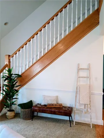 a view of balcony with furniture