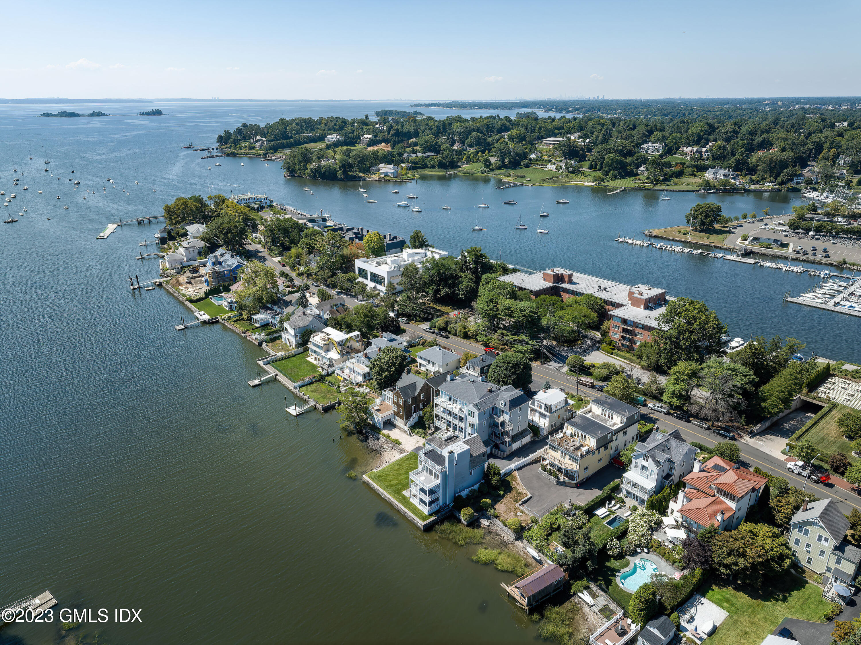 633 Steamboat Road, Unit 2 Greenwich, CT 06830 - Photo 4 of 27 an aerial view of a house with a lake view