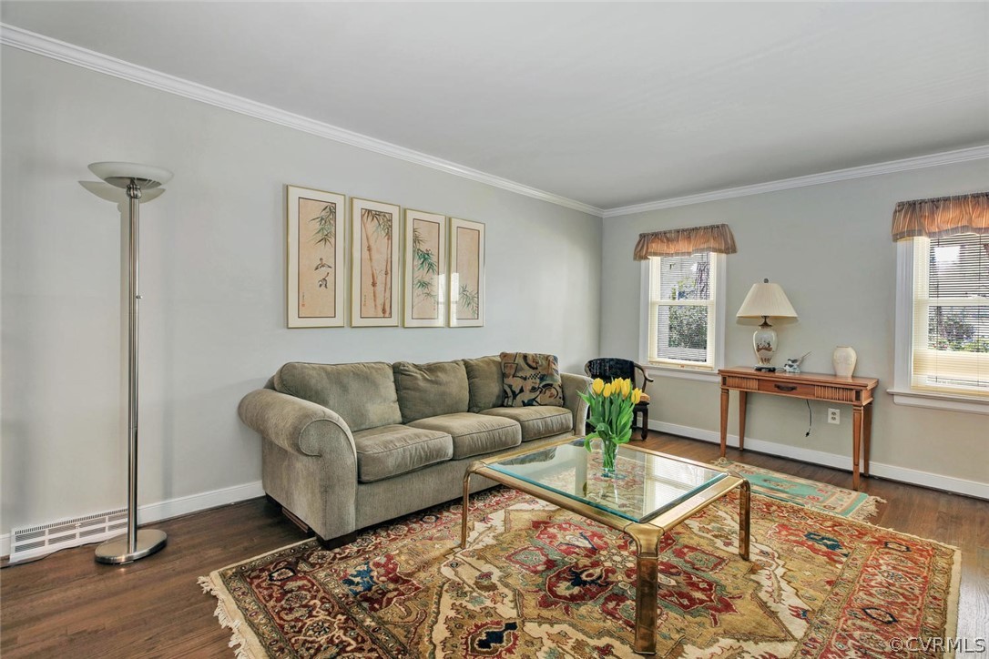8714 Wishart Road Henrico, VA 23229 - Photo 6 of 35 Formal Living Room with Crown Molding and Hardwood