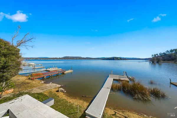 a view of a lake with houses