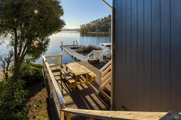 a view of a lake with houses