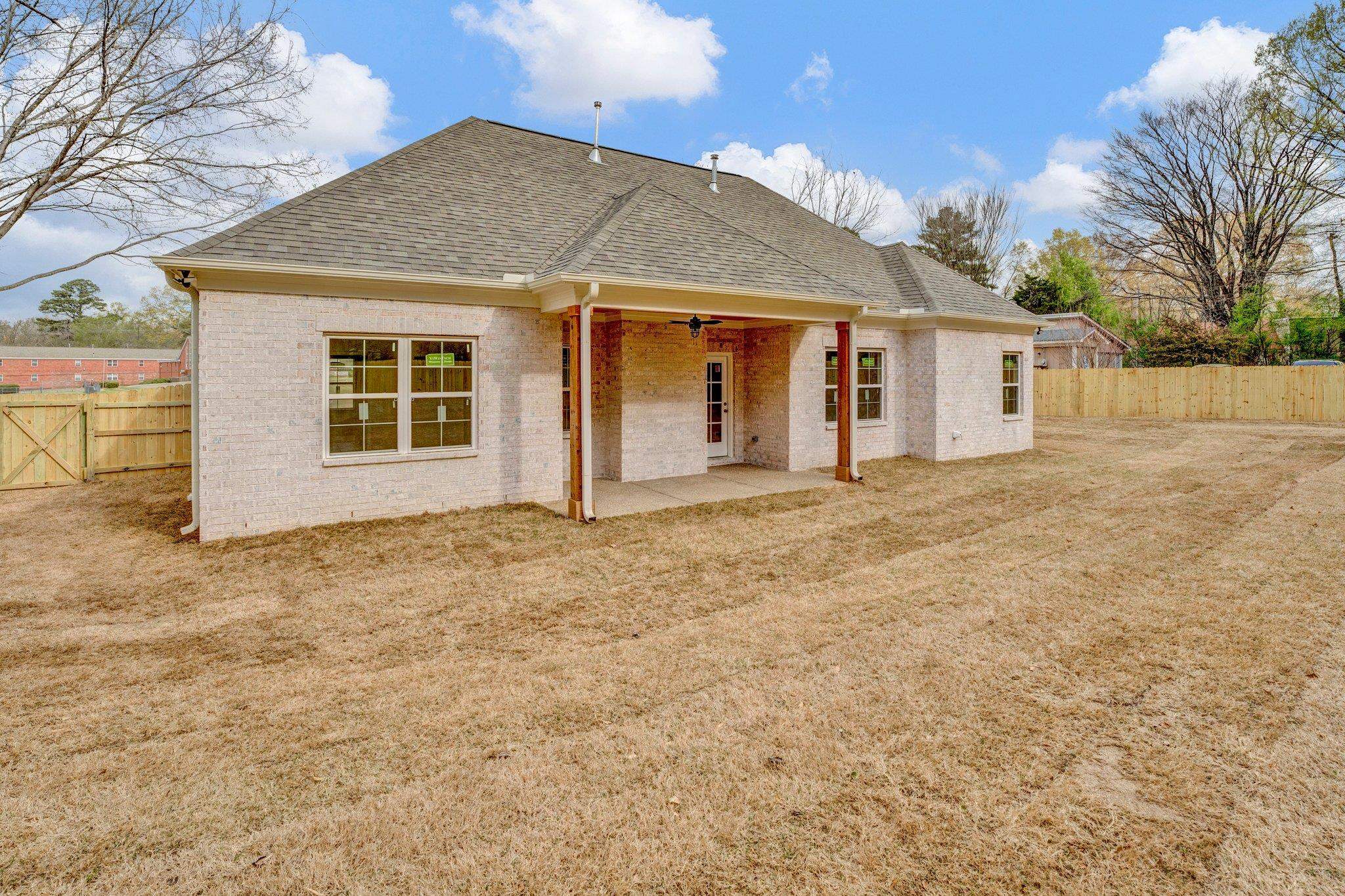 4056 Fonta Road Bartlett, TN 38002 - Photo 34 of 39 Rear view of property featuring a fenced backyard, ceiling fan, brick siding, and a patio