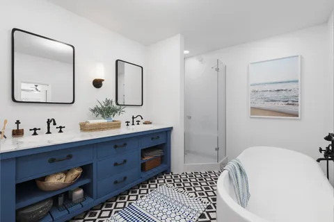 a view of empty room with window and ceiling fan