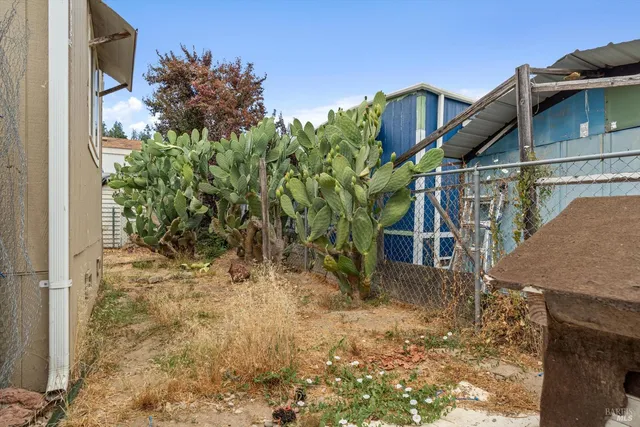 a view of a house with a yard and plants
