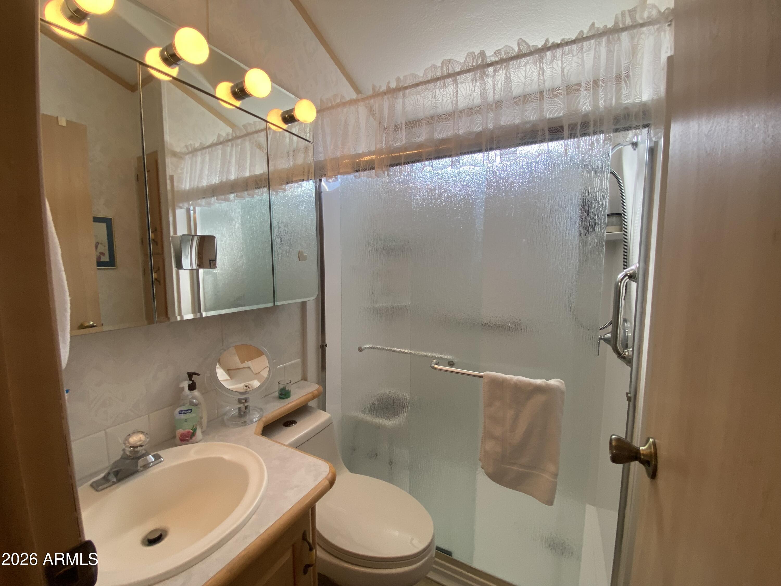 1336 West Inuit Avenue, Unit 336 Apache Junction, AZ 85119 - Photo 17 of 35 a bathroom with a sink toilet and shower
