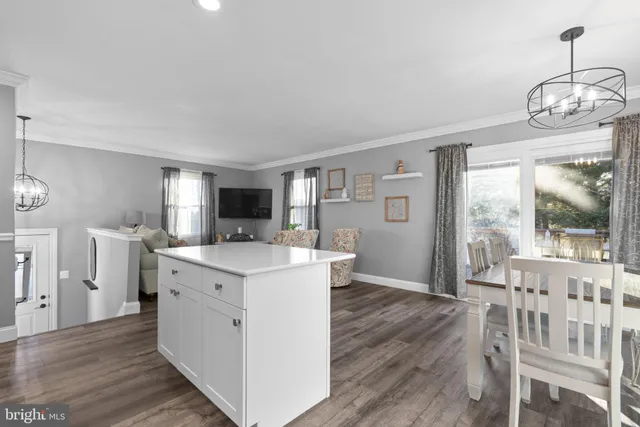 a view of kitchen with sink and wooden floor