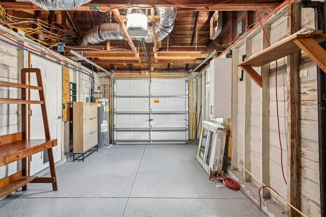 a view of an empty room with stairs