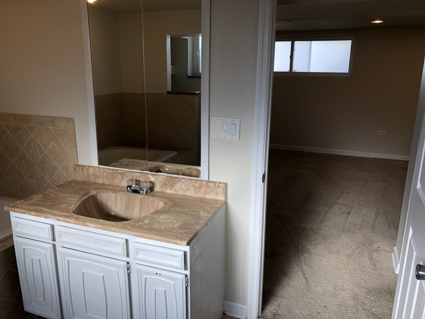 1674 Maple Street Des Plaines, IL 60018 - Photo 14 of 28 a bathroom with a sink and a mirror